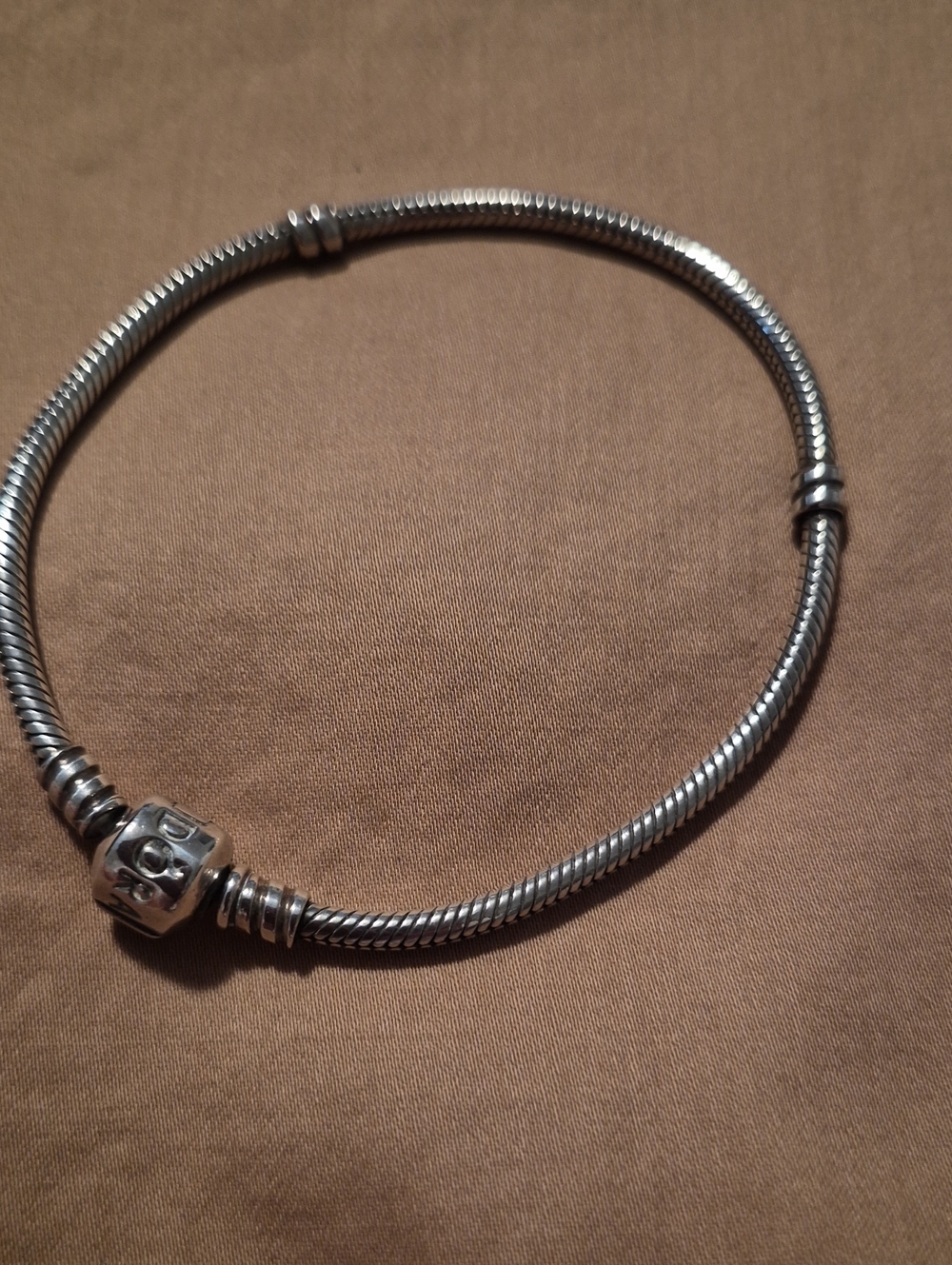 Pandora Polished Silver Snake Chain Bracelet with Signature Clasp